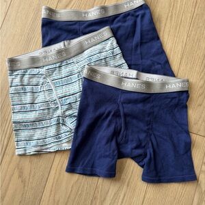 3 pair Hanes Boxer Briefs - Navy and Striped